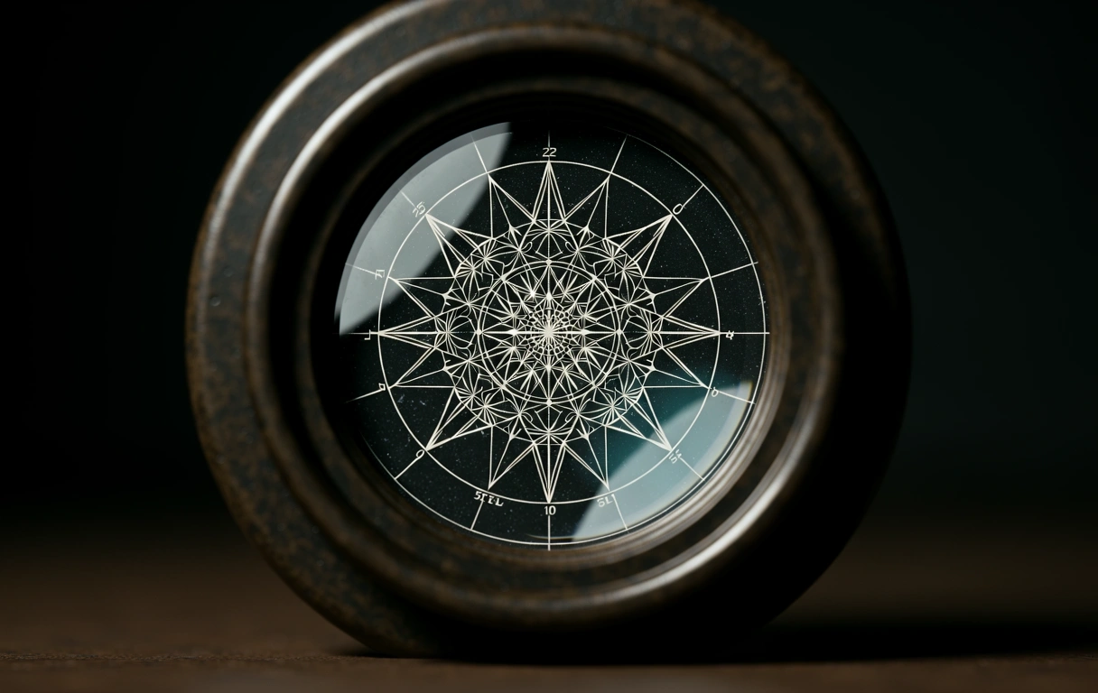 Lente de análisis sobre mapa estelar geométrico